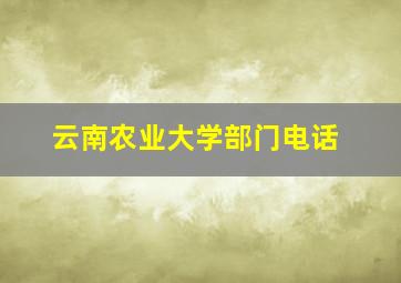 云南农业大学部门电话