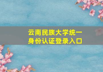 云南民族大学统一身份认证登录入口