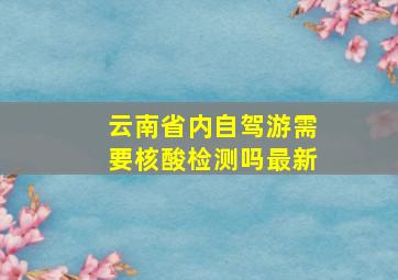 云南省内自驾游需要核酸检测吗最新