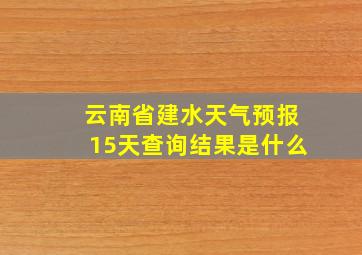 云南省建水天气预报15天查询结果是什么