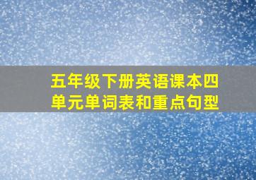 五年级下册英语课本四单元单词表和重点句型