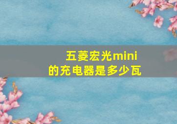 五菱宏光mini的充电器是多少瓦