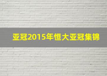 亚冠2015年恒大亚冠集锦