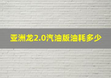 亚洲龙2.0汽油版油耗多少