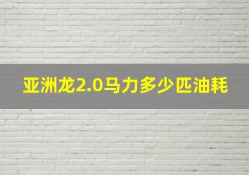 亚洲龙2.0马力多少匹油耗