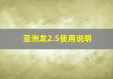 亚洲龙2.5使用说明