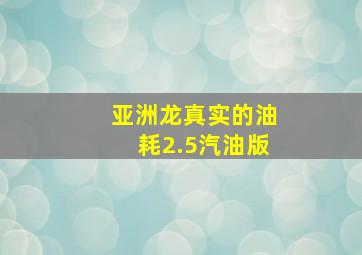 亚洲龙真实的油耗2.5汽油版