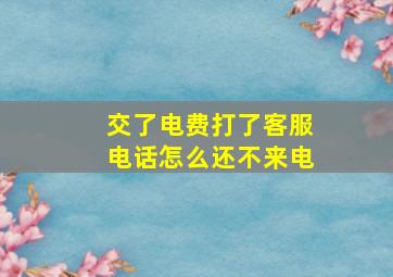 交了电费打了客服电话怎么还不来电