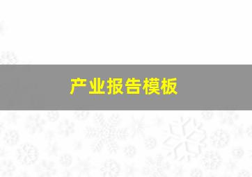 产业报告模板