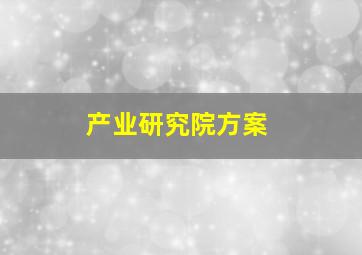 产业研究院方案