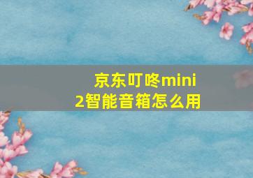 京东叮咚mini2智能音箱怎么用