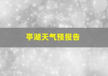 亭湖天气预报告