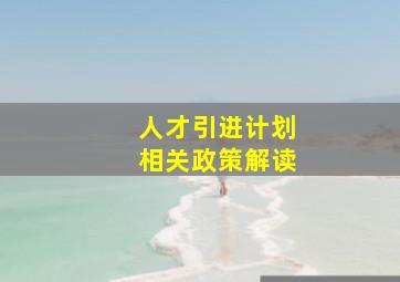 人才引进计划相关政策解读