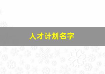 人才计划名字