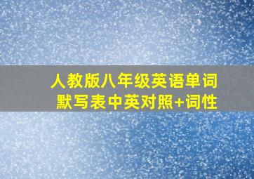 人教版八年级英语单词默写表中英对照+词性