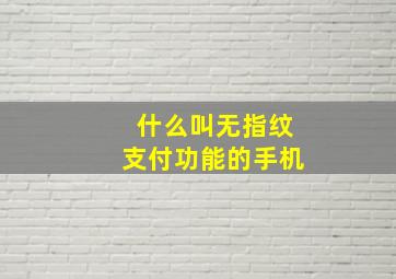 什么叫无指纹支付功能的手机