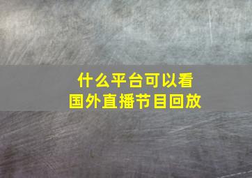 什么平台可以看国外直播节目回放