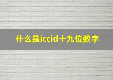 什么是iccid十九位数字