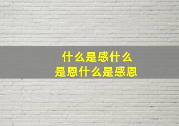 什么是感什么是恩什么是感恩