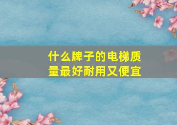 什么牌子的电梯质量最好耐用又便宜