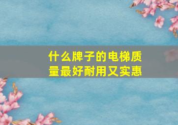 什么牌子的电梯质量最好耐用又实惠