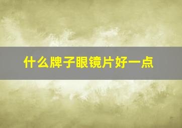 什么牌子眼镜片好一点