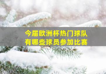 今届欧洲杯热门球队有哪些球员参加比赛