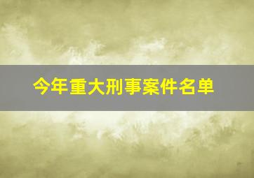 今年重大刑事案件名单