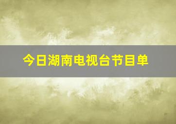 今日湖南电视台节目单