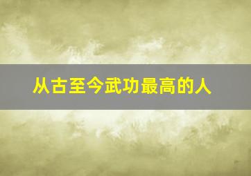 从古至今武功最高的人