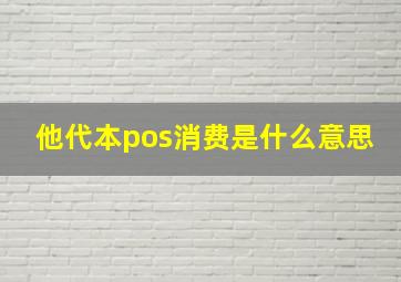 他代本pos消费是什么意思