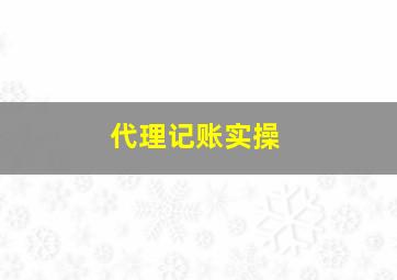 代理记账实操