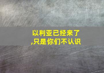 以利亚已经来了,只是你们不认识