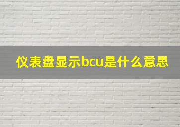 仪表盘显示bcu是什么意思