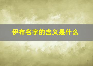 伊布名字的含义是什么