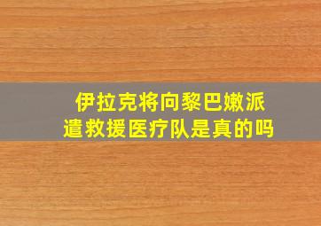 伊拉克将向黎巴嫩派遣救援医疗队是真的吗