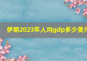 伊朗2023年人均gdp多少美元