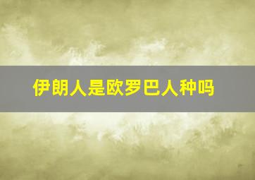 伊朗人是欧罗巴人种吗