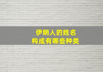 伊朗人的姓名构成有哪些种类