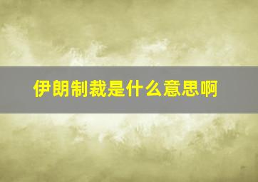 伊朗制裁是什么意思啊