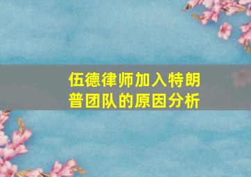 伍德律师加入特朗普团队的原因分析