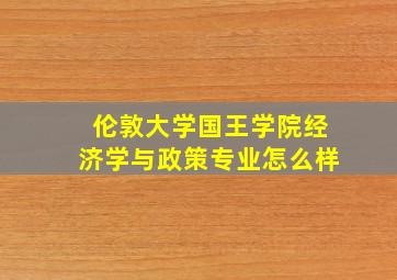 伦敦大学国王学院经济学与政策专业怎么样