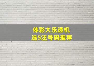 体彩大乐透机选5注号码推荐