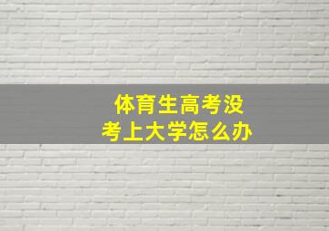 体育生高考没考上大学怎么办