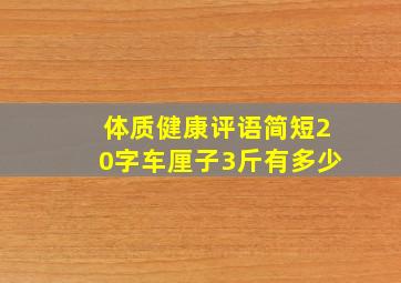 体质健康评语简短20字车厘子3斤有多少