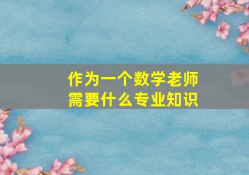 作为一个数学老师需要什么专业知识