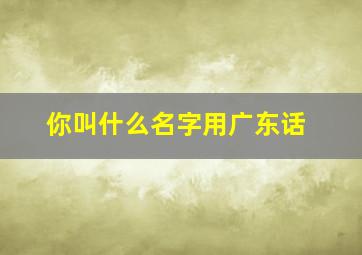 你叫什么名字用广东话