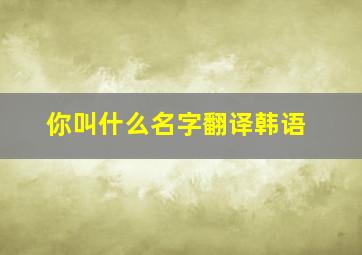 你叫什么名字翻译韩语