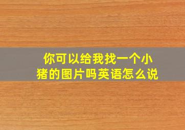 你可以给我找一个小猪的图片吗英语怎么说