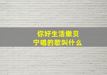 你好生活撒贝宁唱的歌叫什么